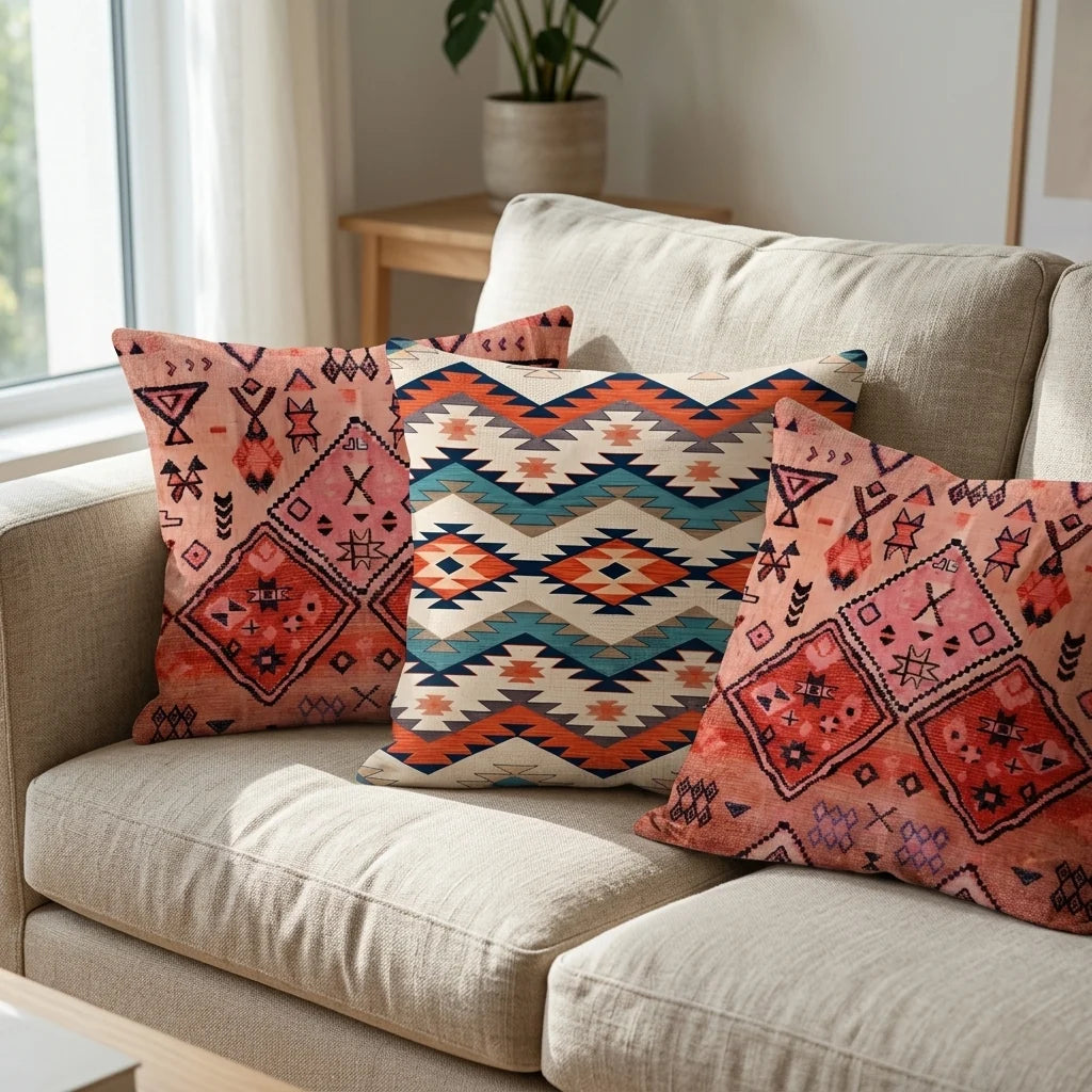 Cushion Cover Kilim Geometric Woven Fits 18 Inch