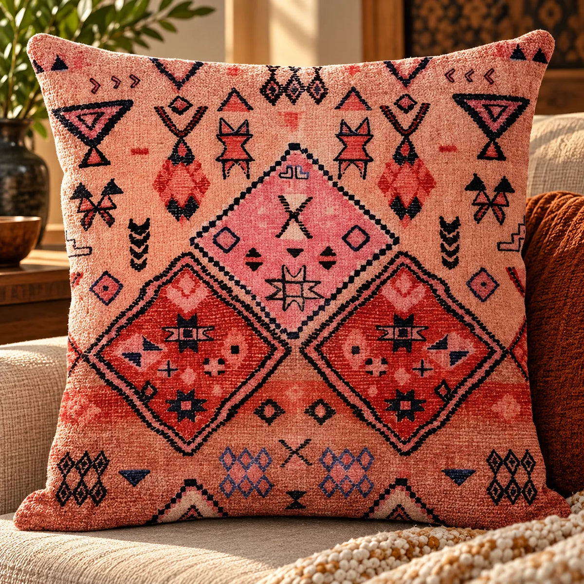 Cushion Cover Kilim Geometric Woven Fits 18 Inch