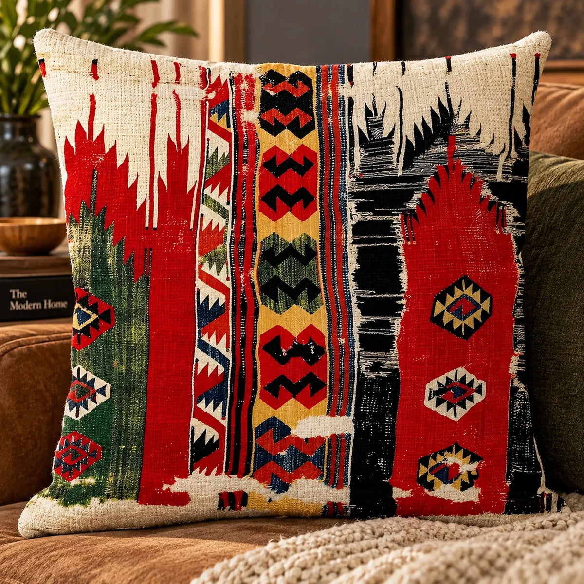 Cushion Cover Kilim Geometric Woven Fits 18 Inch