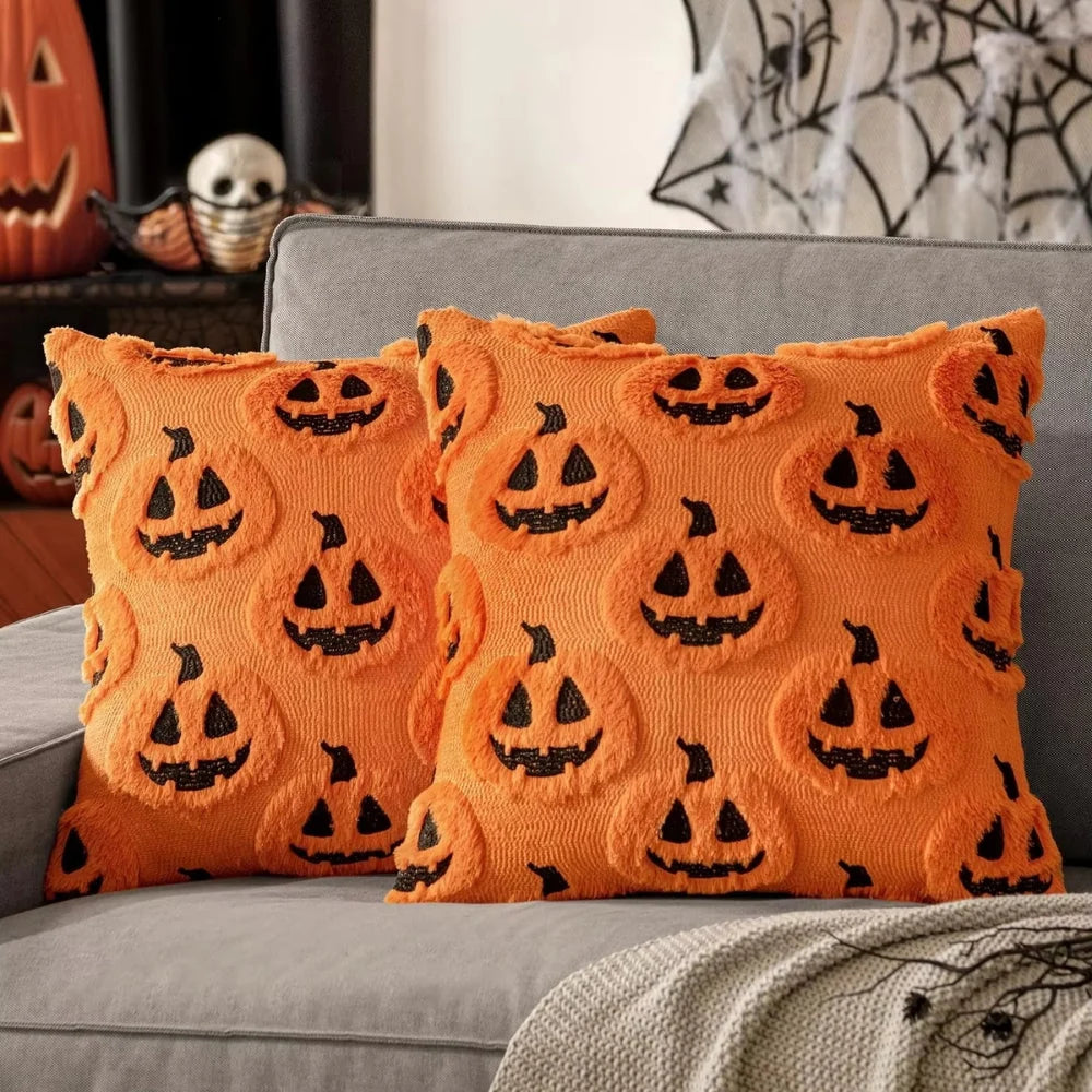 Cushion Cover Pumpkin Pattern Microfiber Blend 18 x 18