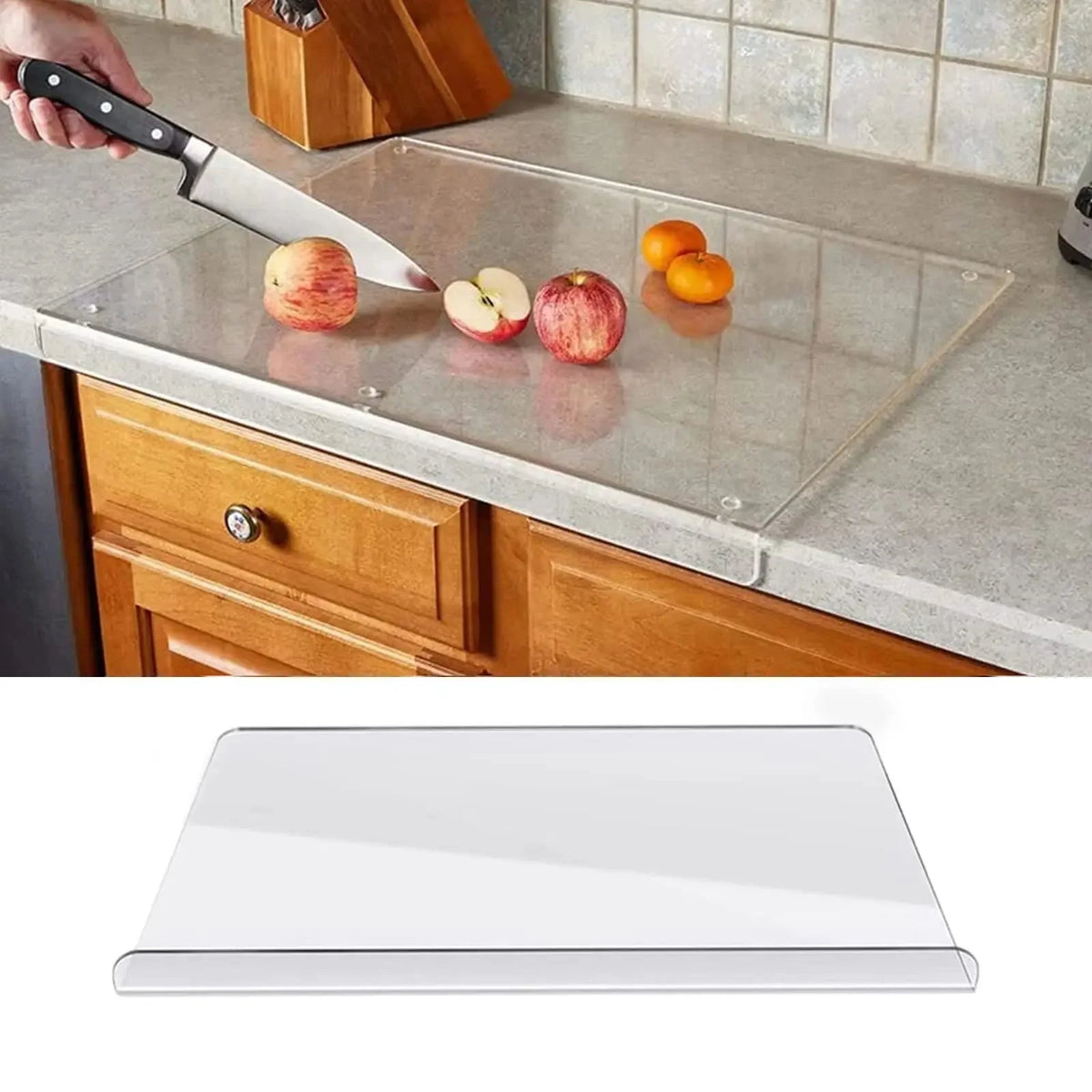 Cutting Board Clear Acrylic Non-Slip Edge Counter Lip