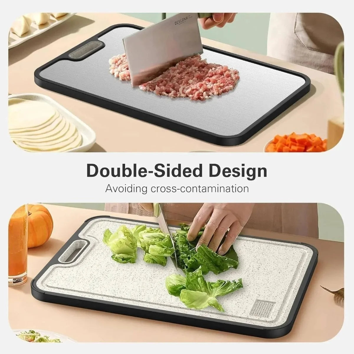 Cutting Board Titanium Double-Sided Non-Slip With Juice Groove