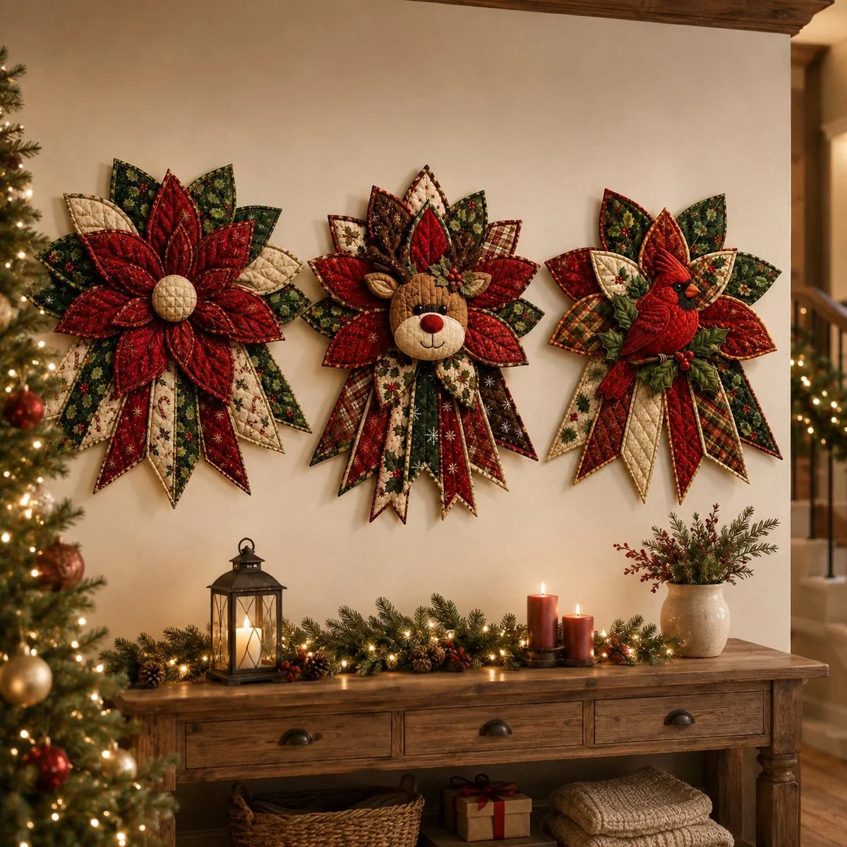 DIY Quilted Christmas Door Hanging Sewing Kit Materials Included 50cm