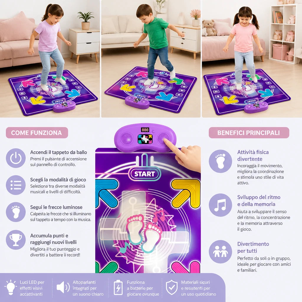 Dance Mat LED Lights Music & Multiplayer Modes