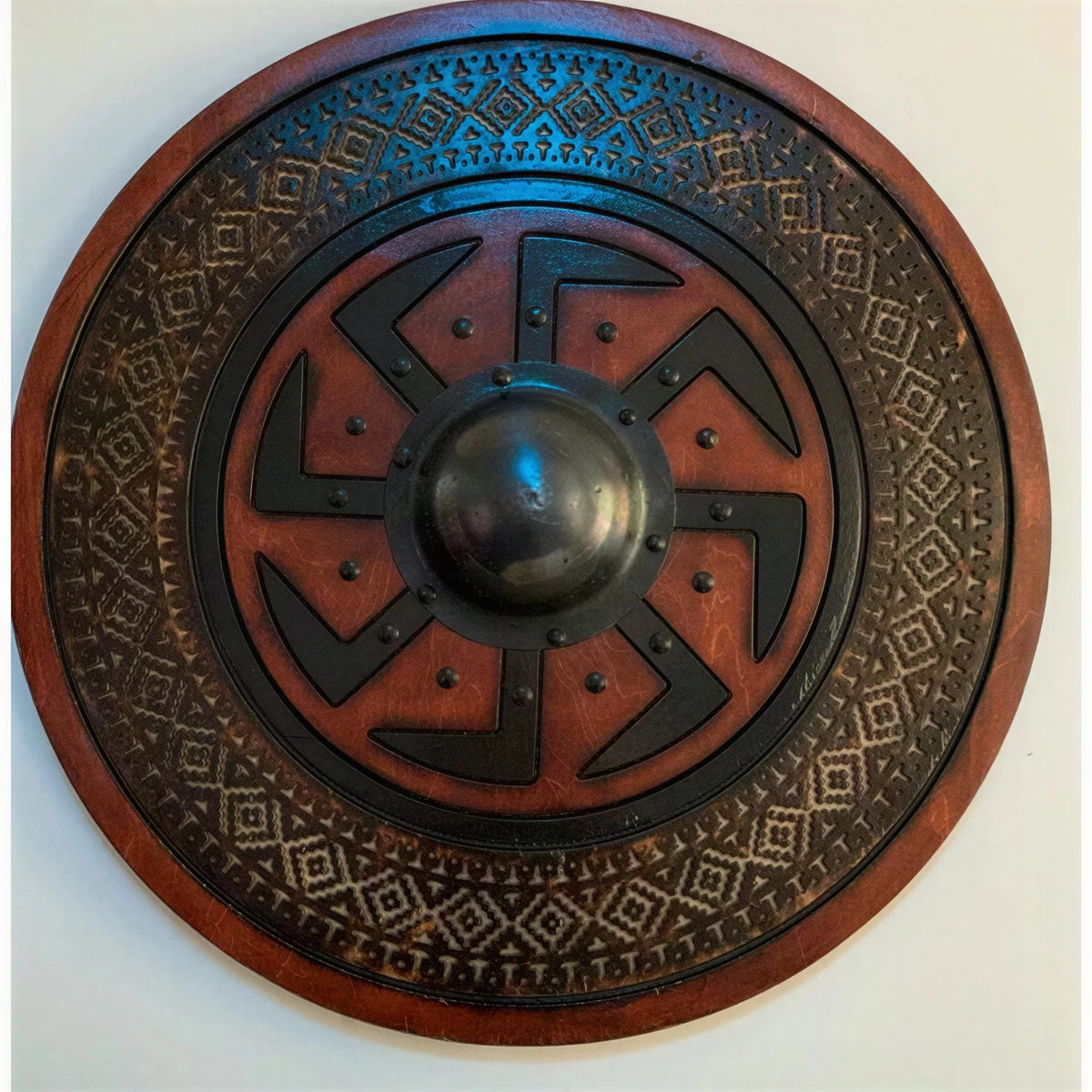 Decorative Wooden Shield 12 Inch Battleworn Finish