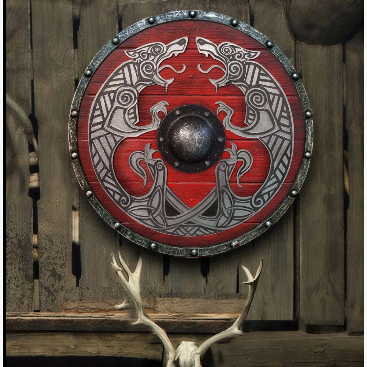 Decorative Wooden Shield 12 Inch Battleworn Finish