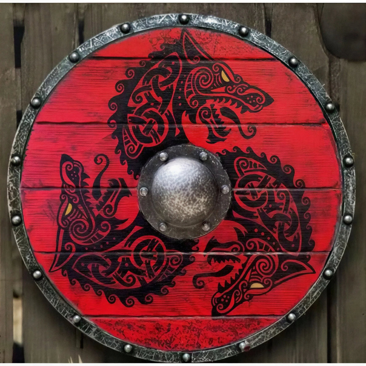 Decorative Wooden Shield 12 Inch Battleworn Finish