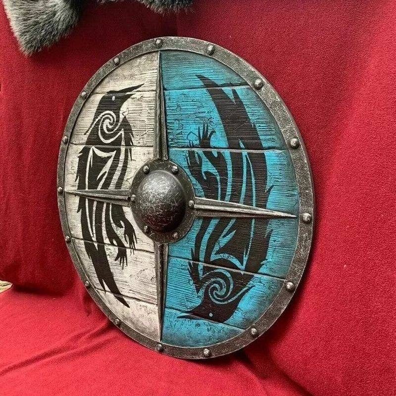 Decorative Wooden Shield 12 Inch Battleworn Finish