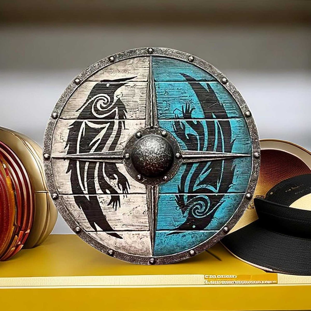 Decorative Wooden Shield 12 Inch Battleworn Finish