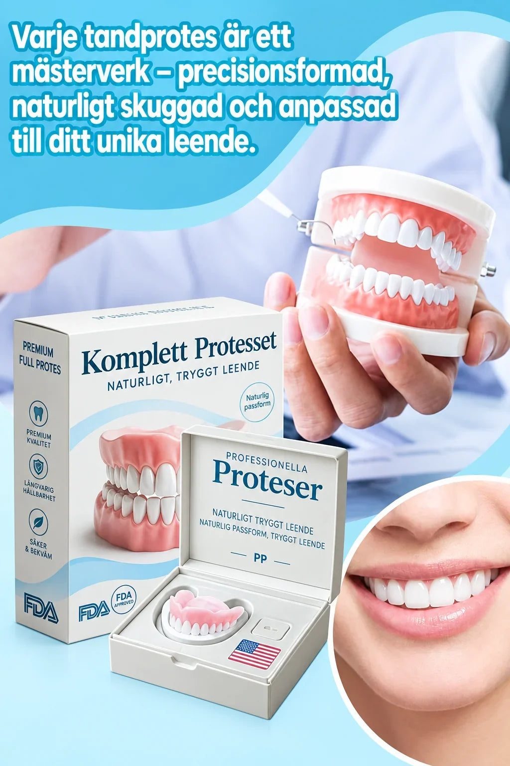 Denture Kit Moldable Reusable Upper & Lower Set