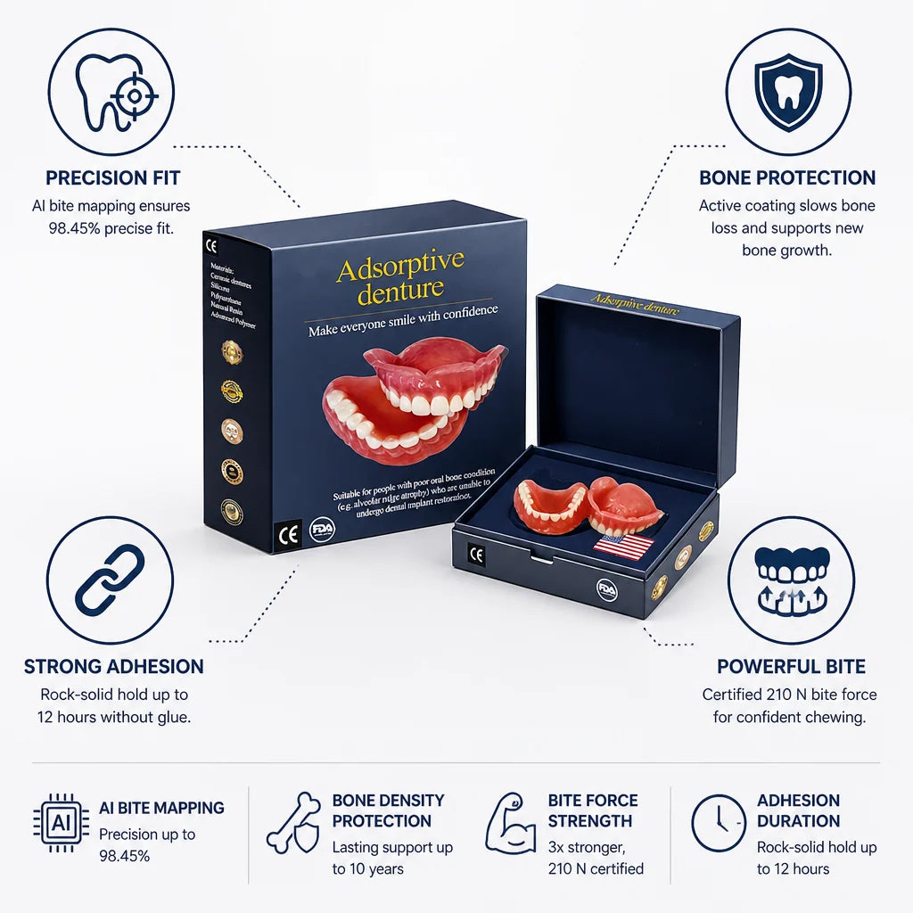 Denture Set AI-Mapped Precision Fit Adhesive-Free 12-Hour Hold