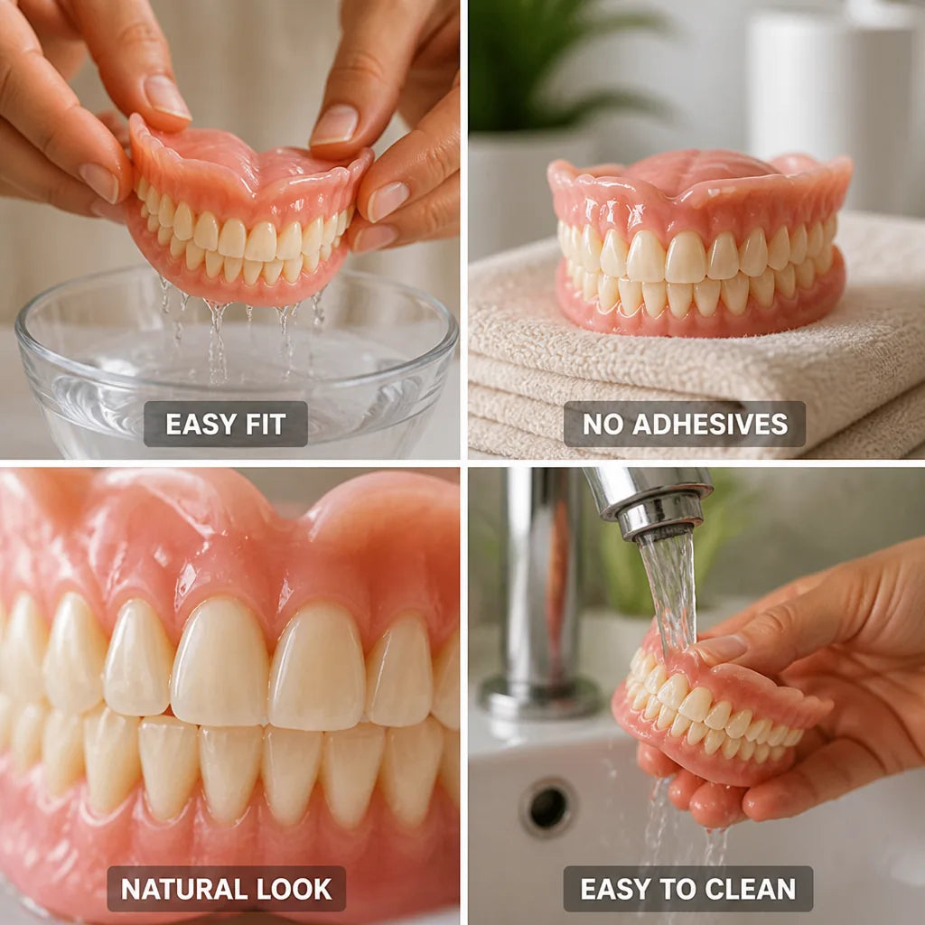 Denture Set Heat-Moldable Adhesive-Free Suction Fit