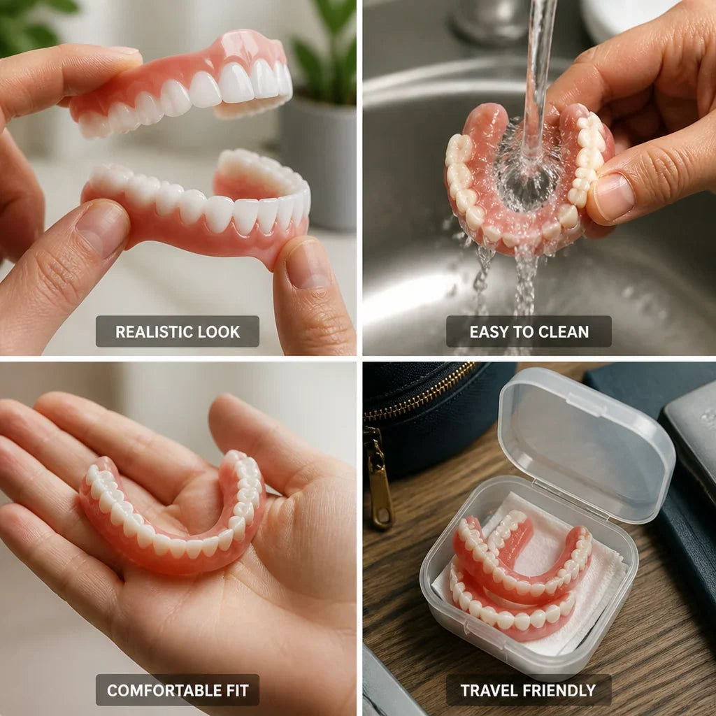 Denture Set Natural-Looking Upper & Lower 3-Piece