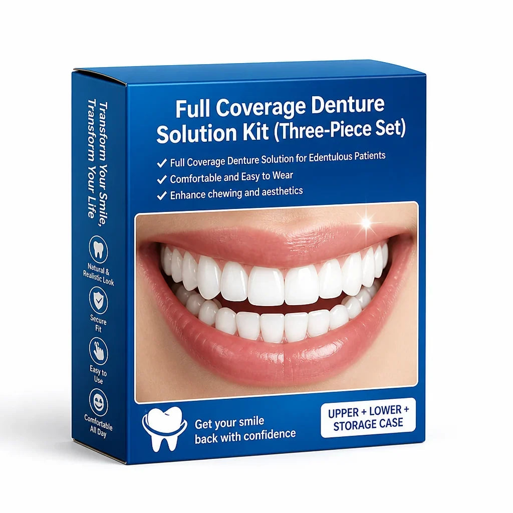 Denture Set Natural-Looking Upper & Lower 3-Piece