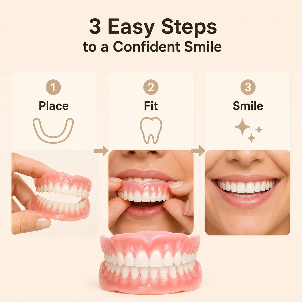 Denture Set Upper & Lower Flexible Suction Fit