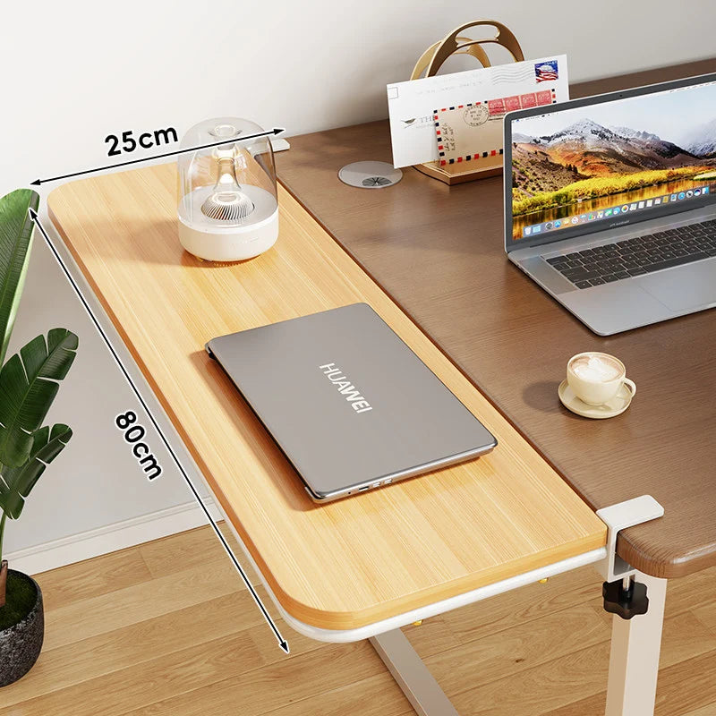 Desk Extension Shelf Bamboo Clamp-On Adjustable & Removable
