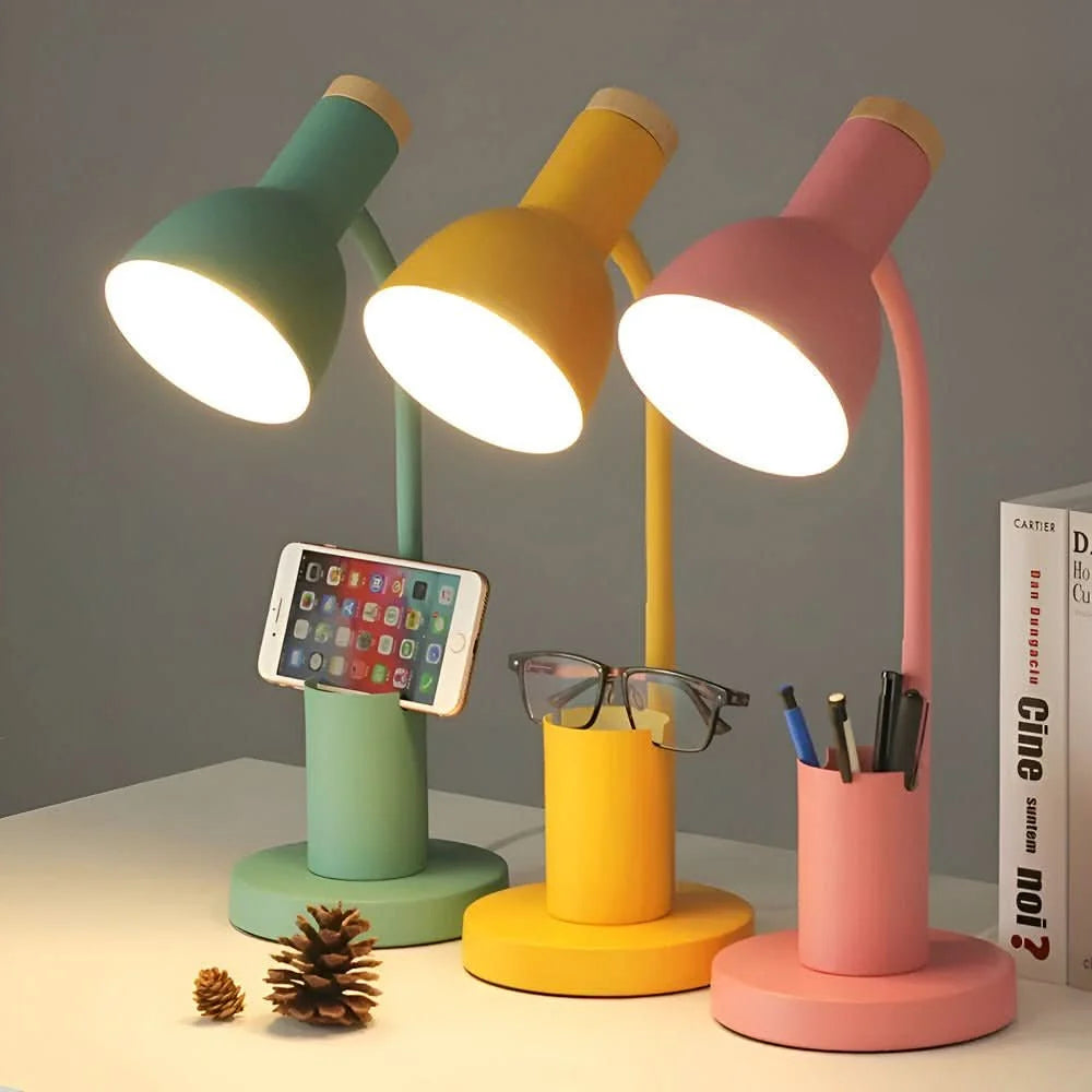 Desk Lamp LED Built-In Pen Holder Three-Color Lighting