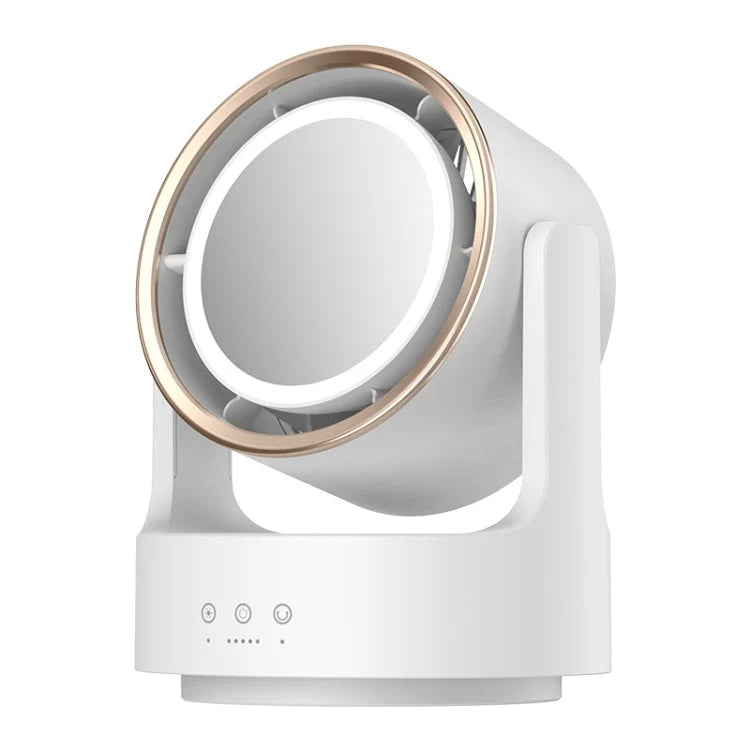 Desktop Fan Bladeless Oscillating LED Light & Cosmetic Mirror