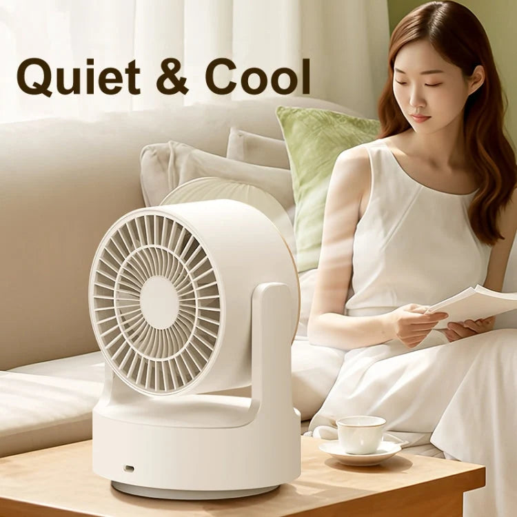 Desktop Fan Bladeless Oscillating LED Light & Cosmetic Mirror