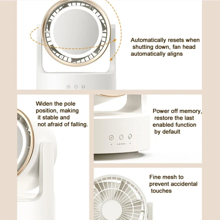 Desktop Fan Bladeless With LED Mirror & Five Speeds