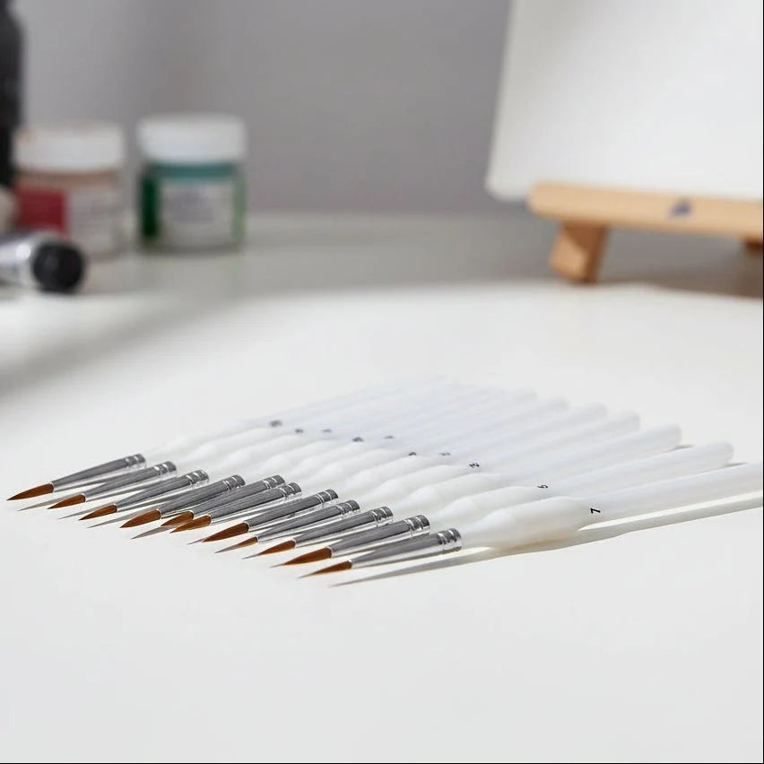 Detail Paintbrush Precision Tip Synthetic Bristles Ergonomic Wooden Handle