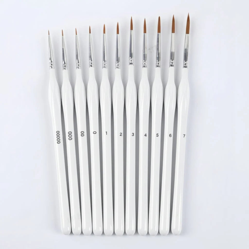 Detail Paintbrush Precision Tip Synthetic Bristles Ergonomic Wooden Handle