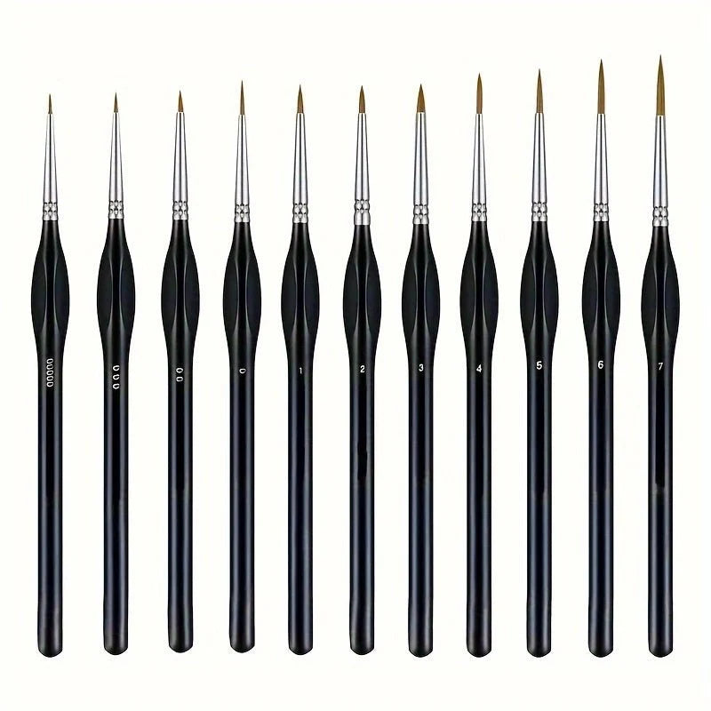 Detail Paintbrush Precision Tip Synthetic Bristles Ergonomic Wooden Handle