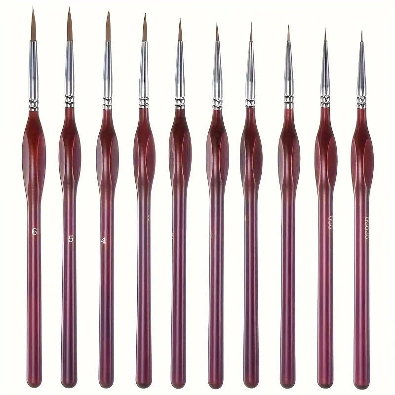 Detail Paintbrush Precision Tip Synthetic Bristles Ergonomic Wooden Handle