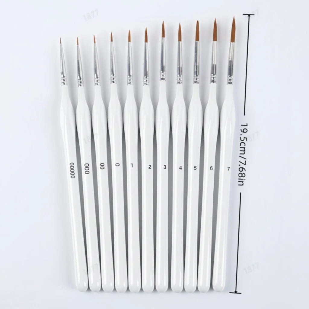 Detail Paintbrush Precision Tip Synthetic Bristles Ergonomic Wooden Handle