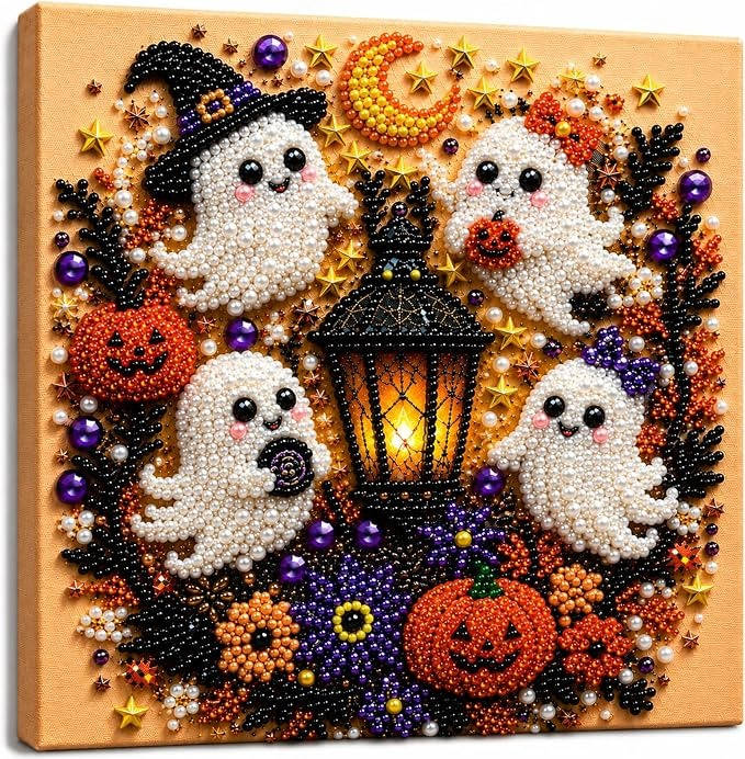 Diamond Art Kit Halloween Pearl Beads Numbered Canvas