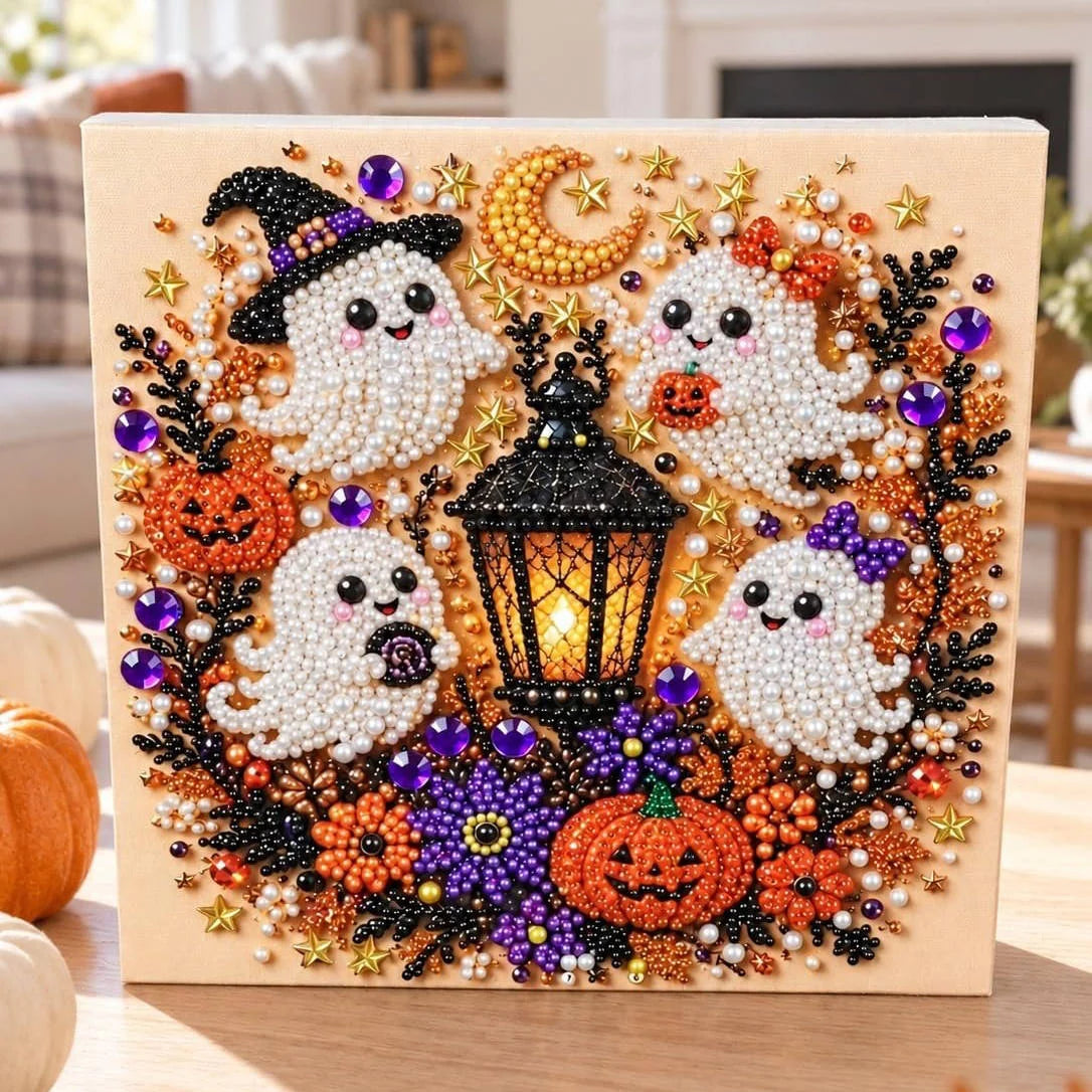 Diamond Art Kit Halloween Pearl Beads Numbered Canvas