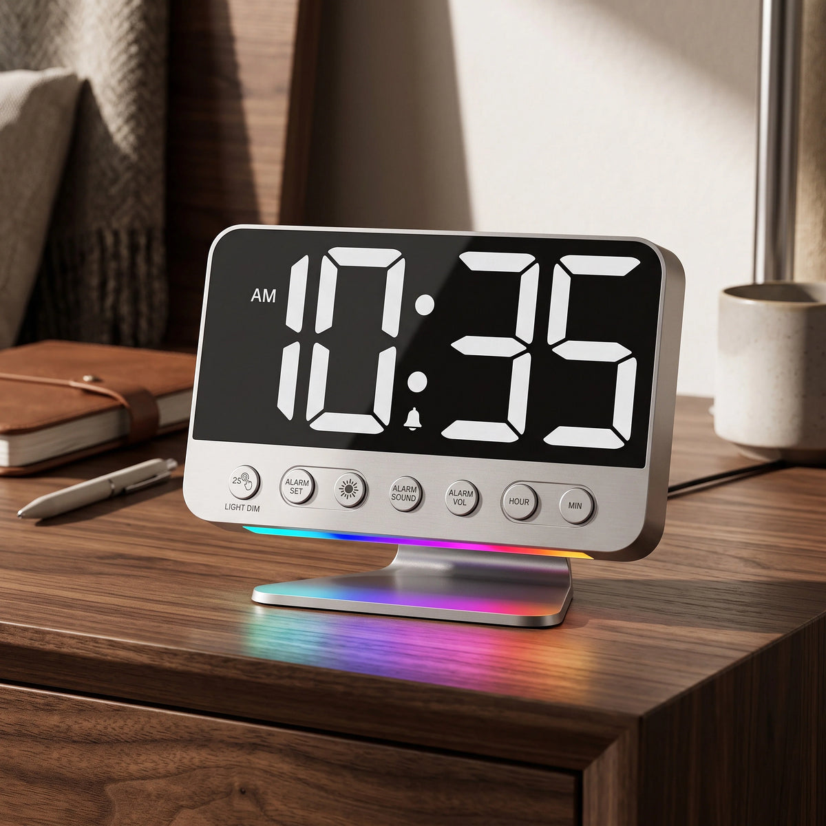 Digital Alarm Clock 2-Inch Display Battery Backup Phone Charging