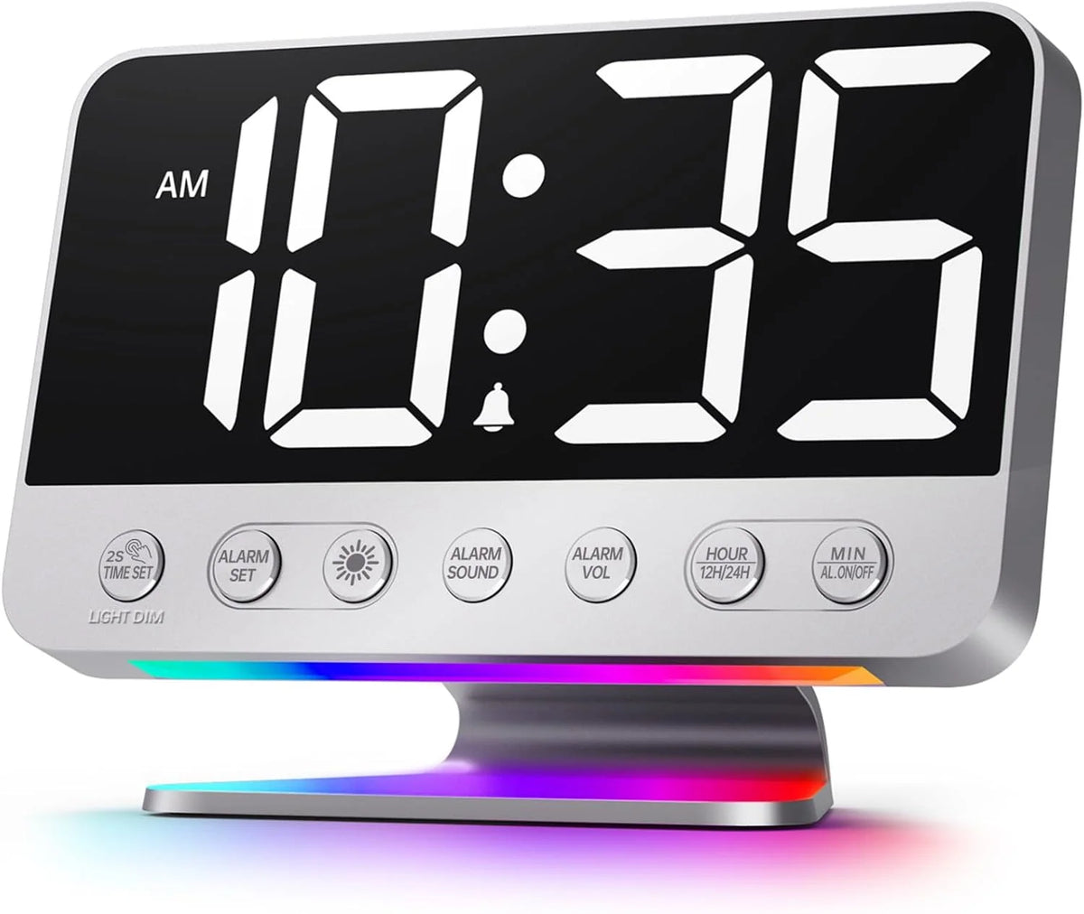 Digital Alarm Clock 2-Inch Display Battery Backup Phone Charging