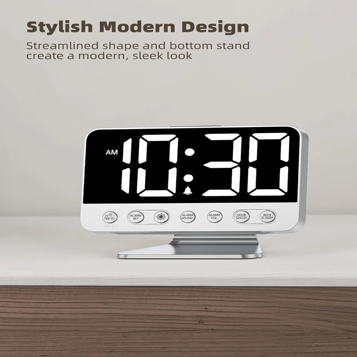 Digital Alarm Clock 2-Inch Display Battery Backup Phone Charging