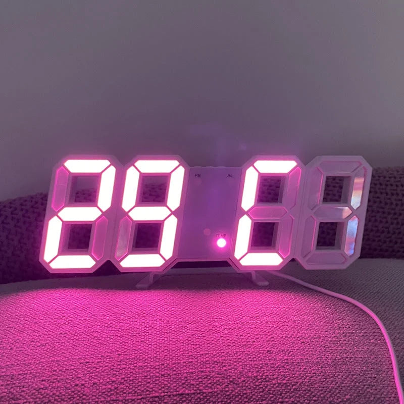 Digital Alarm Clock 3D LED Display Wall Or Desk Mount