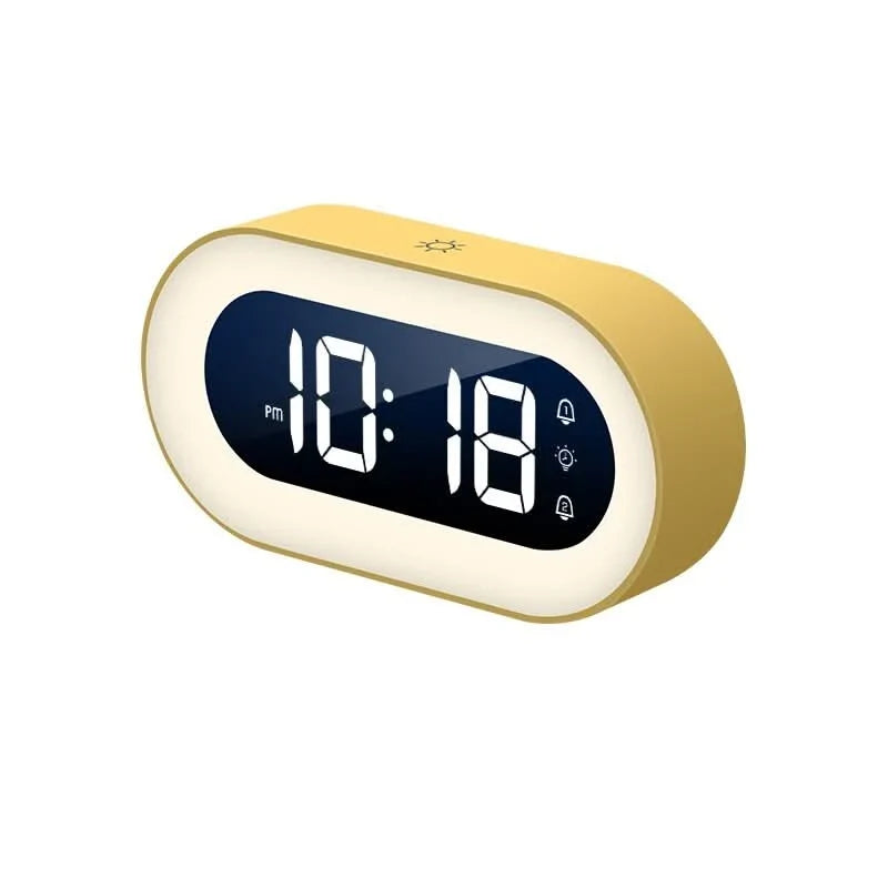 Digital Alarm Clock Dimmable Warm Night Light Rechargeable 15-Day Battery
