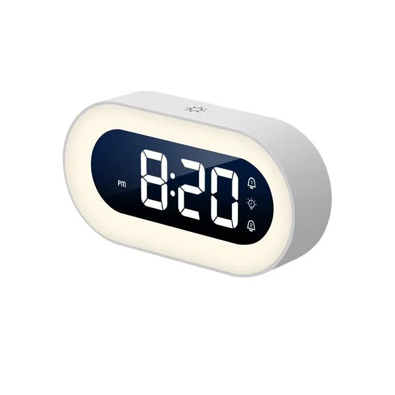 Digital Alarm Clock Dimmable Warm Night Light Rechargeable 15-Day Battery