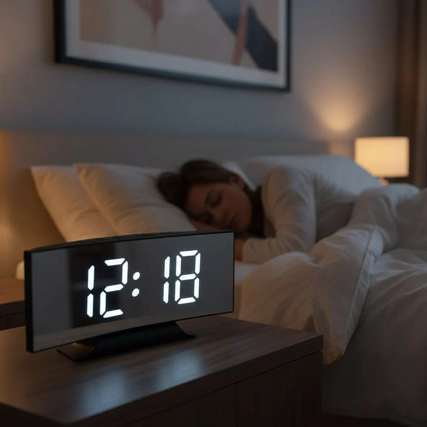 Digital Alarm Clock Large LED Display Silent No-Tick Design