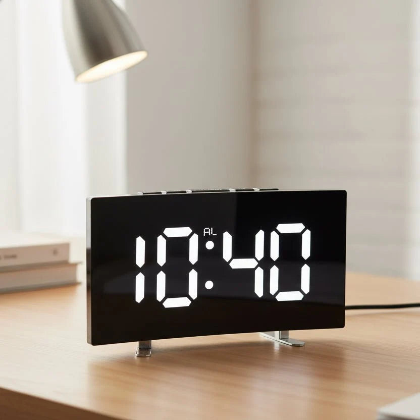 Digital Alarm Clock Large LED Display Silent No-Tick Design