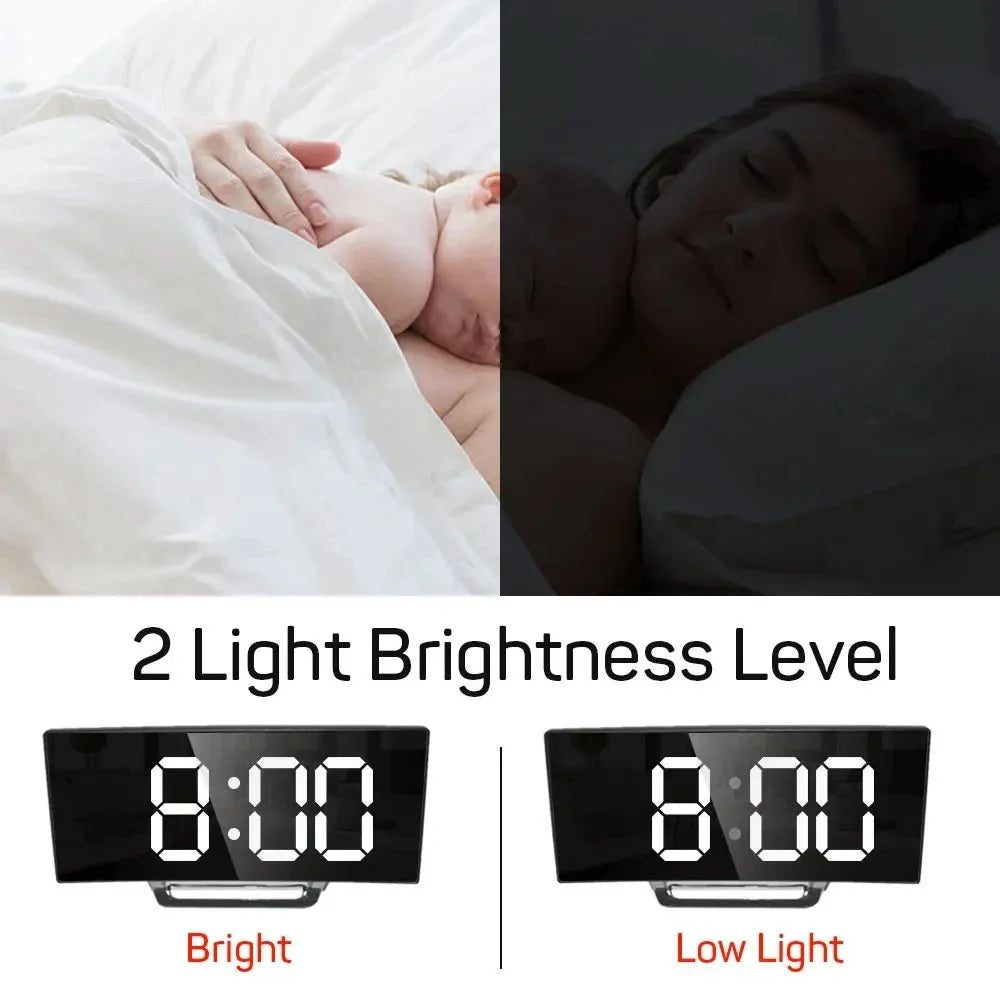 Digital Alarm Clock Large LED Display Silent No-Tick Design
