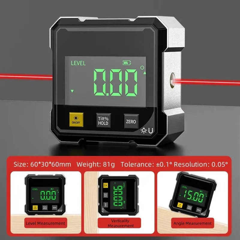 Digital Angle Finder Magnetic Mount LED Display ±0.2° Accuracy
