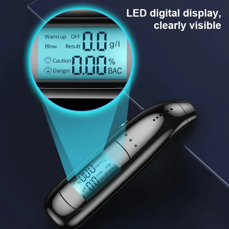 Digital Breathalyzer Touchless USB-Rechargeable Color Alerts