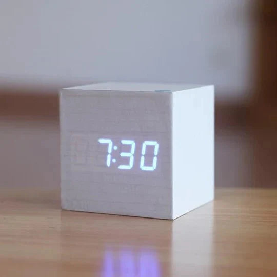 Digital Clock Wood Style Hidden LED Adjustable Brightness