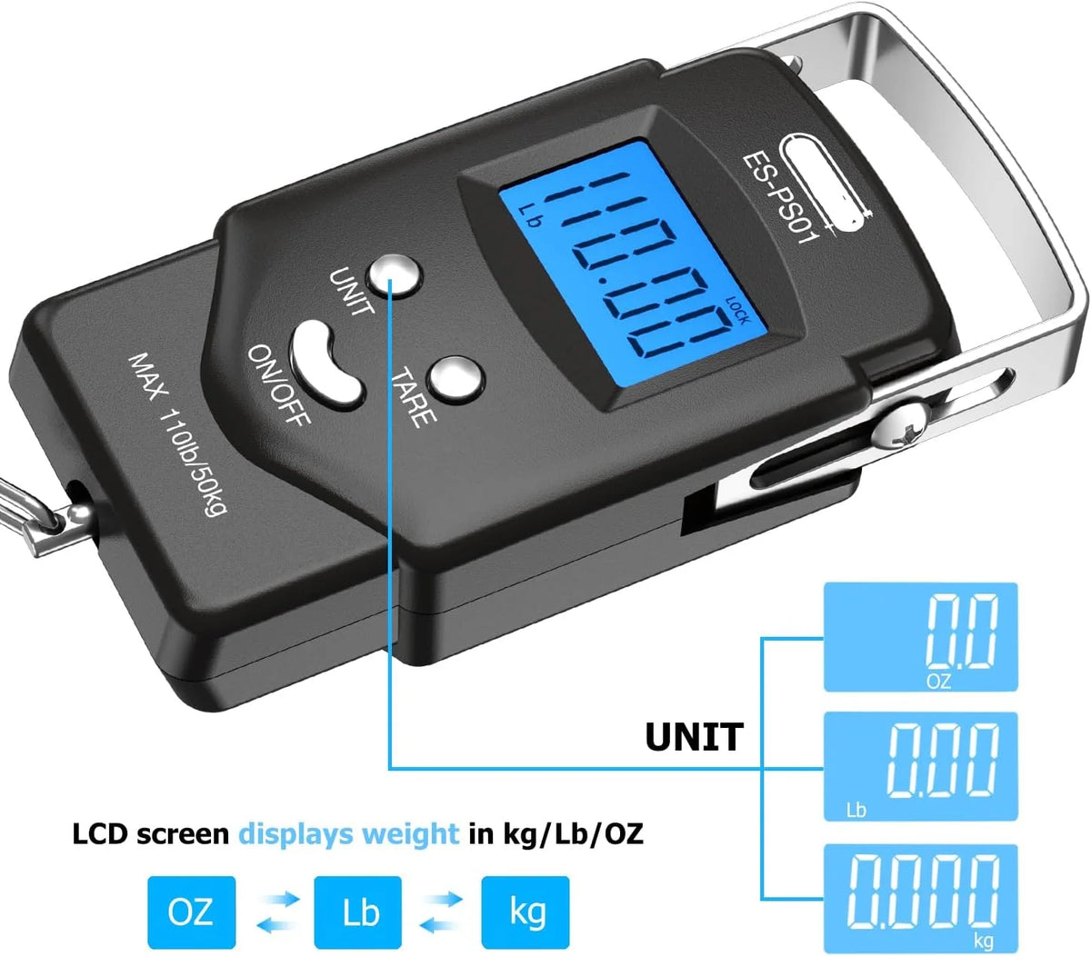 Digital Hanging Scale With Tape Measure 110 lb Capacity