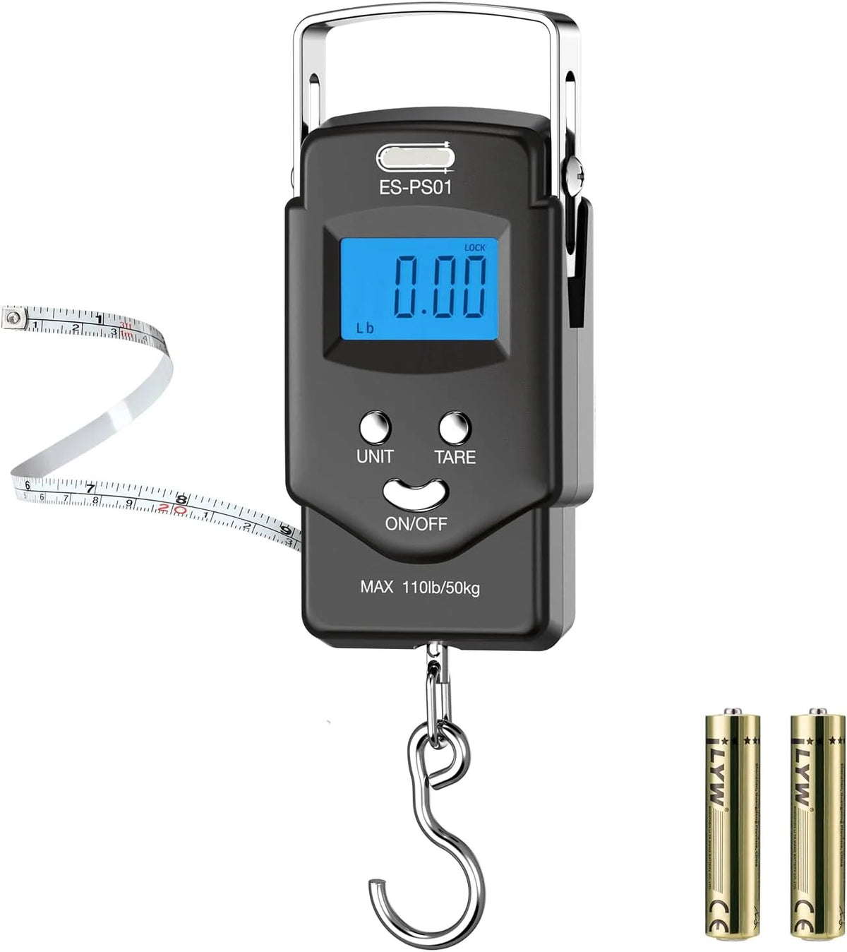 Digital Hanging Scale With Tape Measure 110 lb Capacity
