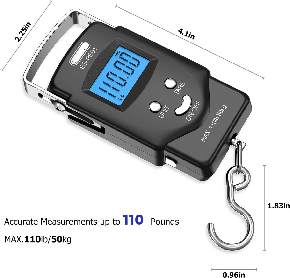 Digital Hanging Scale With Tape Measure 110 lb Capacity
