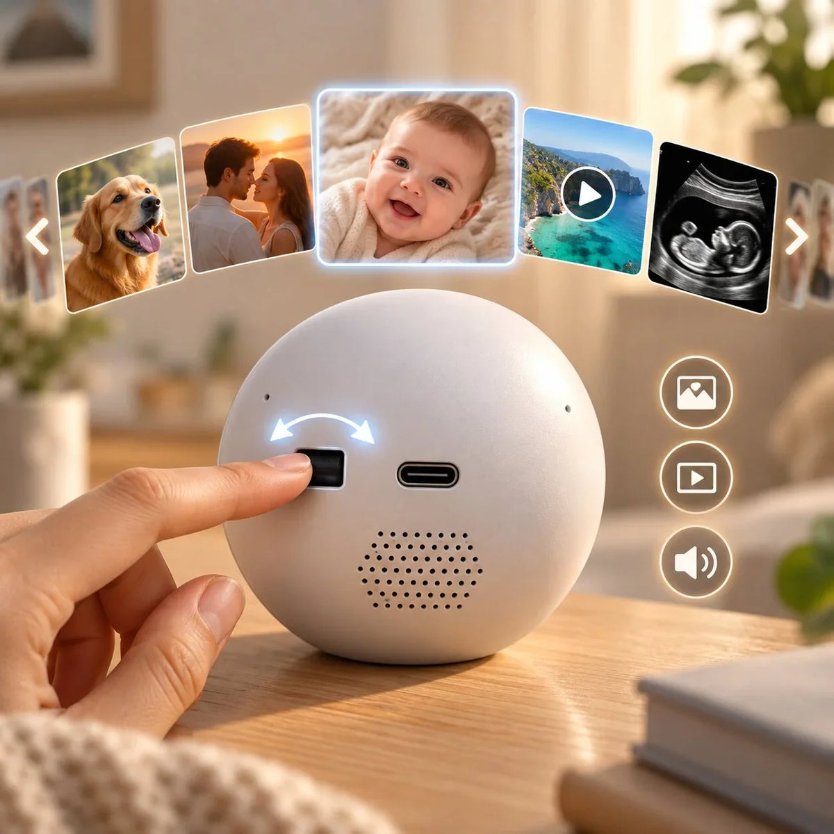 Digital Photo Frame 2.75-Inch HD Display USB-C File Transfer