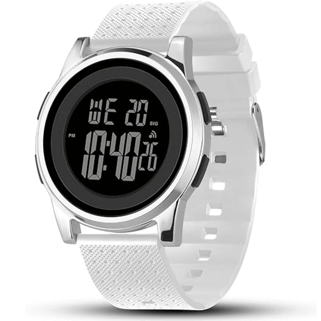 Digital Sports Watch Slim Stainless Steel Band Water-Resistant