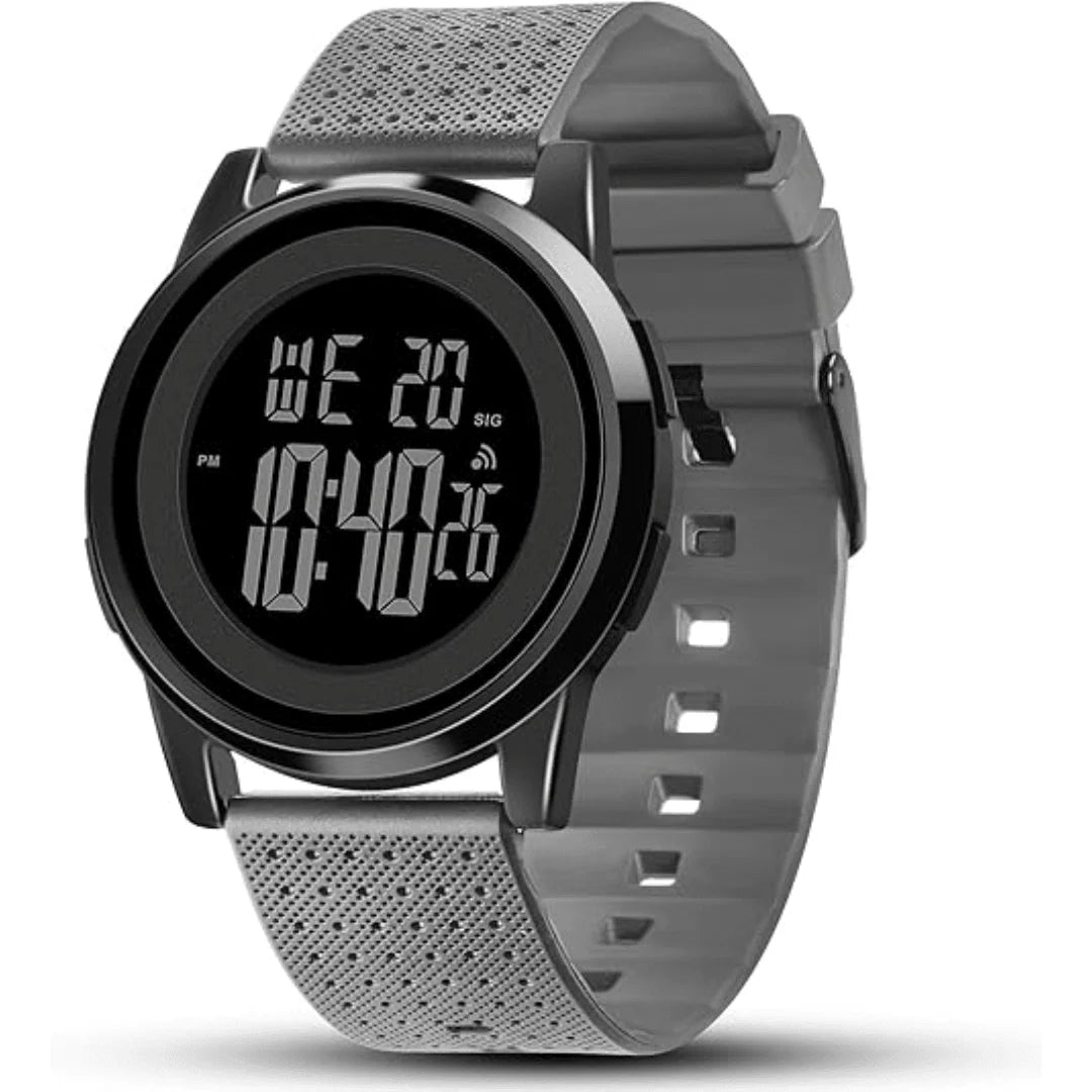 Digital Sports Watch Slim Stainless Steel Band Water-Resistant