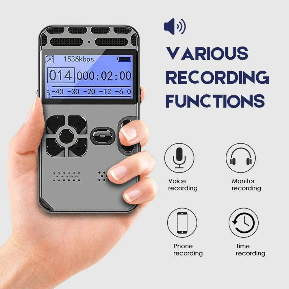 Digital Voice Recorder Rechargeable 72-Hour Recording LCD Display